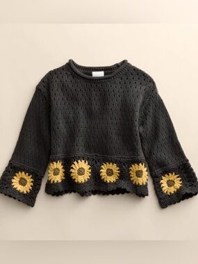 Little Co By Lauren Conrad Long Sleeve Crochet Sweater Sunflower 9 Month